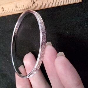 Vintage Monet  L Silver-tone Glitzy Bangle Bracelet